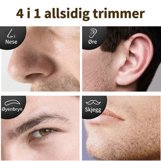 4-i-1 oppladbar trimmer – trimmer for nesehår, ørehår, øyenbryn og skjegg