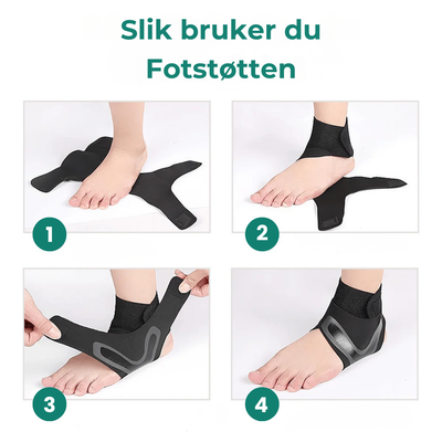 Ankelstøtte i svart neopren med elastisk støtte for ankel og fotbue – egnet ved plantar fasciitt, pronasjon og smerter i hælen