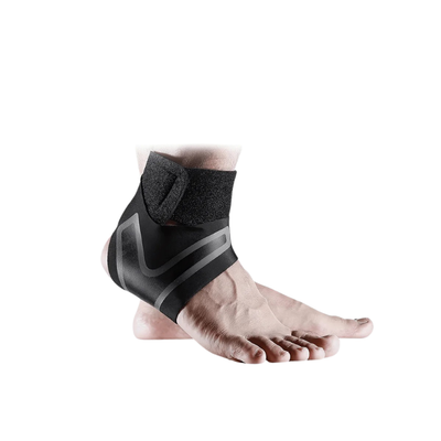 Ankelstøtte i svart neopren med elastisk støtte for ankel og fotbue – egnet ved plantar fasciitt, pronasjon og smerter i hælen