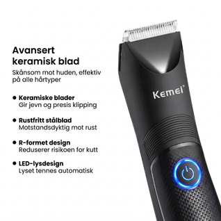 Hele kroppstrimmer – Vanntett barbermaskin med keramisk blad for hele kroppen