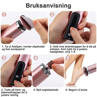 Elektrisk fot- og neglefil med LCD-skjerm – Oppladbar fotfil mot hard hud