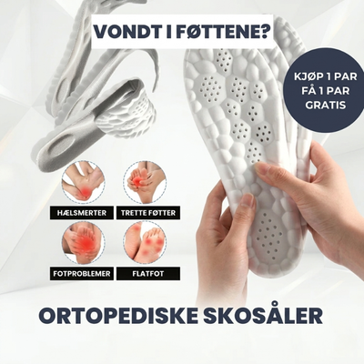 FootRelief™ ortopediske innleggssåler mot smerter i hælen, trette føtter, fotproblemer og plattfot – passer i alle sko