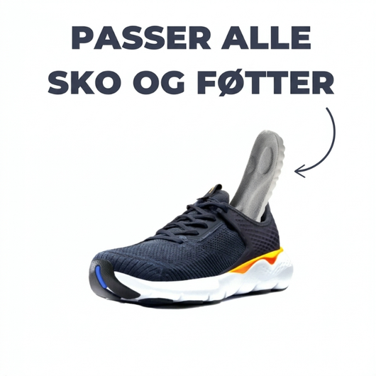 FootRelief™ innleggssåler til joggesko – passer til alle sko og føtter takket være et design som kan klippes til og fleksibelt materiale