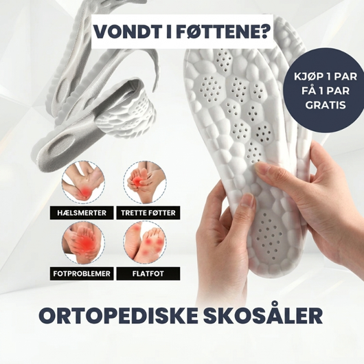 FootRelief™ ortopediske innleggssåler mot smerter i hælen, trette føtter, fotproblemer og plattfot – passer i alle sko