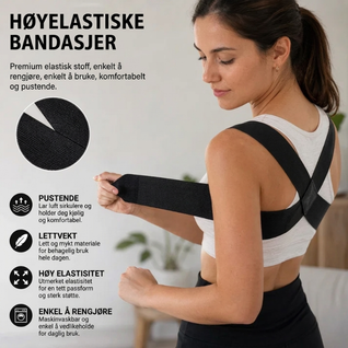 Justerbar holdningskorrektor – Ryggstøtte for skuldre og øvre rygg