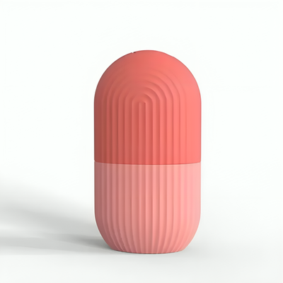 Rosa isrulle for ansikt i riflet silikondesign