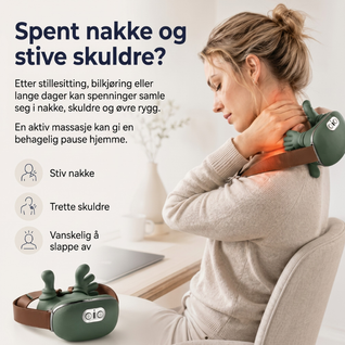 Elektrisk nakkemassasjeapparat med varme og knådning – 3 innstillinger for nakke, skuldre og rygg