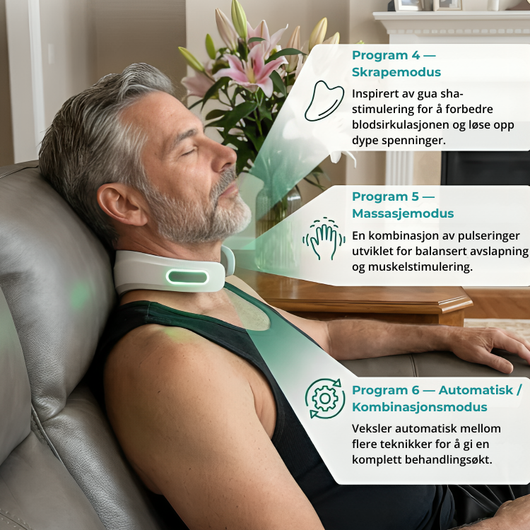 NeuroRelax Pro 2.0 – elektrisk nakkemassasjeapparat med EMS 3.0-teknologi og innebygd rødlysbehandling for dyp muskelstimulering og lindring av nakkesmerter