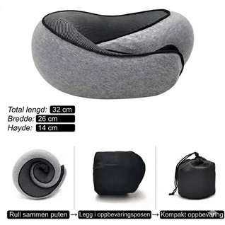 Ergonomisk reisepute – Nakkestøtte for fly, bil og tog