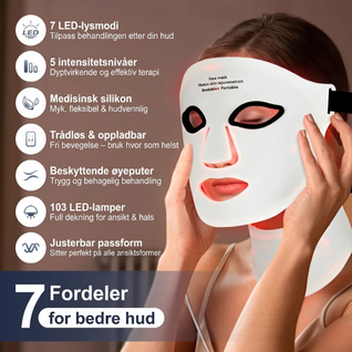 InfraRelief™ ansiktsmaske 2.0 – Rødlysbehandling for bedre hudpleie