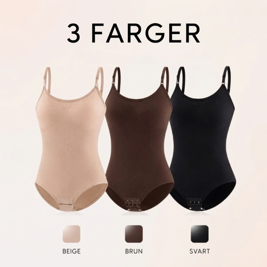 Shaping Body i tre farger: beige, brun og svart, på rekke